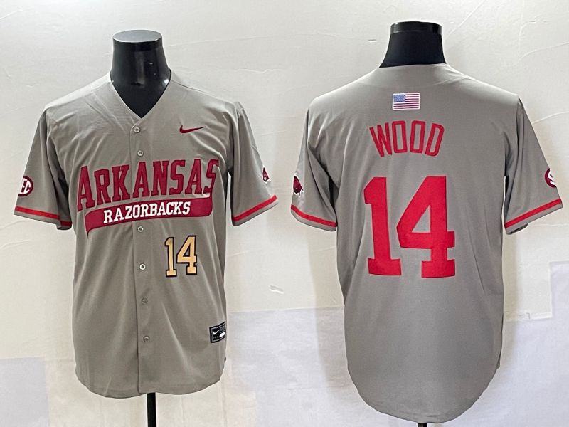 Men 2025 Alabama Crimson Tide #14 Wood Grey Nike Joint Name Nike NCAA Jersey style 4->ncaa teams->NCAA Jersey